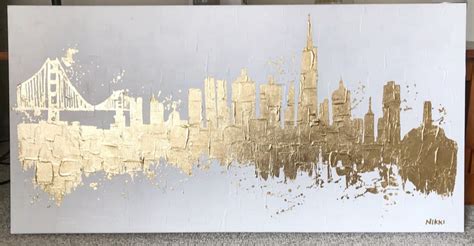 San Francisco Skyline Gold Skyline San Francisco Painting - Etsy