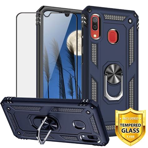 TJS Case Compatible For Samsung Galaxy A20 A30 2019 Tempered Glass