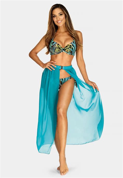 Kostium kąpielowy góra od bikini wiązana na szyi w tropikalne liście push up FG Sklep Feba