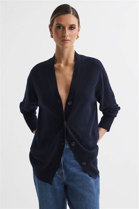 Buy Reiss Navy Carly Wool Blend Button Through Cardigan From The Next