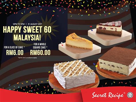 Secret Recipe Cake Slice RM6 Whole Square Cake RM60 12PM 5PM 31