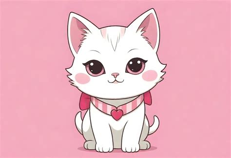 Premium Photo A White Cat With A Pink Bow On Its Neck