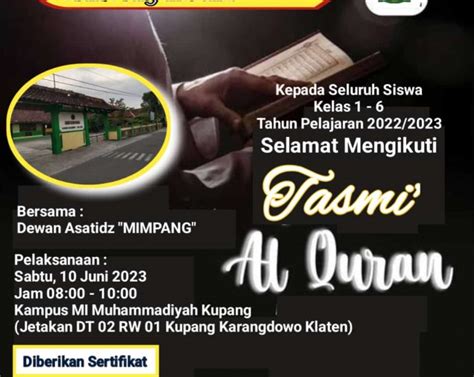 PERSIAPAN TASMI AL QURAN MI MUHAMMADIYAH KUPANG SEMESTER 2 TAHUN