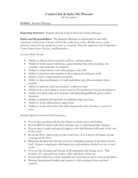 Banquet Captain Resume Samples Resume Examples