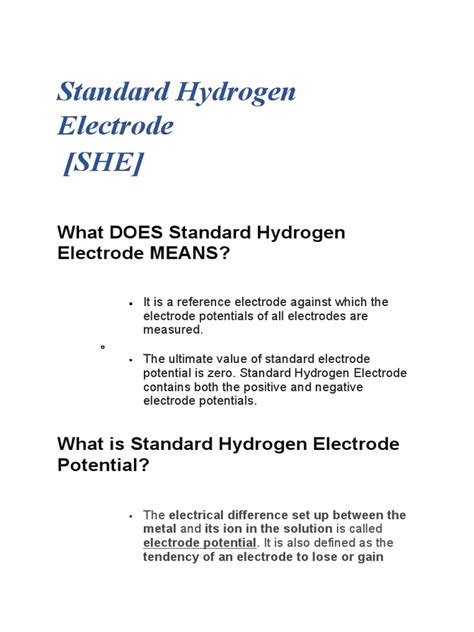 Standard Hydrogen Electrode | PDF | Redox | Anode