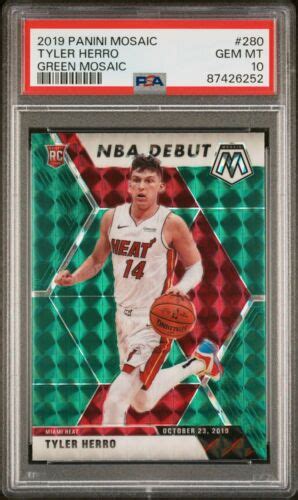 2019 20 Panini Mosaic NBA Debut Green Prizm Tyler Herro PSA 10 GEM MT