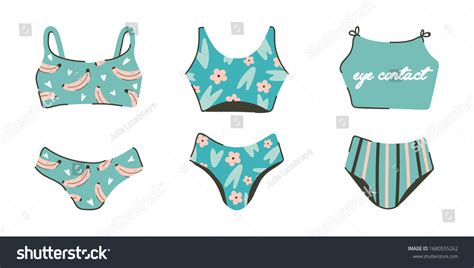 Lingerie Swimsuits Vector Stickers Set Various Stock Vector Royalty