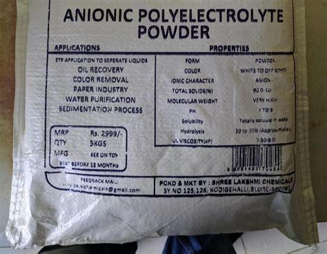 White Polyelectrolyte Anionic Cationic Powder Packaging Type Bag