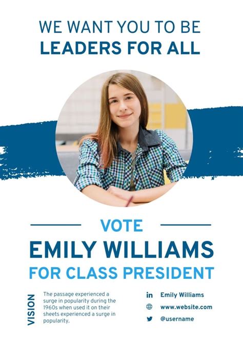 Personalize This Minimalist Emily Williams Class President Campaign Poster Template For Free