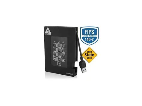 Apricorn Aegis Padlock SSD FIPS 140-2/3 256-Bit AES PIN-Authenticated External SSD — 256GB (USBA) (A25-3PL256-256GB-USBA)