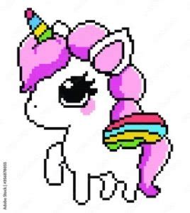 Pixel Art Facile Licorne Mignonne Petite Grande