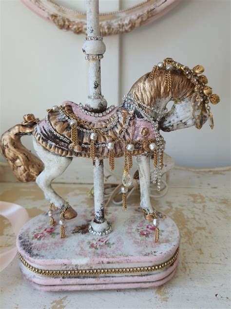 Small Vintage Ceramic Carousel Horse Table Lamp Merry Go Round Etsy