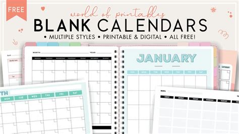 Printable Blank Calendar Templates - World of Printables