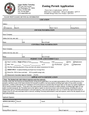 Fillable Online Form Zoning Permit Application For Fences Upper