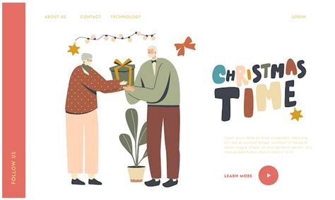 Premium Vector Seniors Celebrate Christmas Changing With Gifts