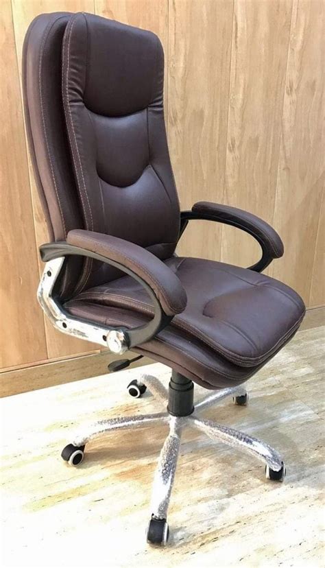 High Back Brown Base Leather Office Revolving Chair At Rs 6500 In