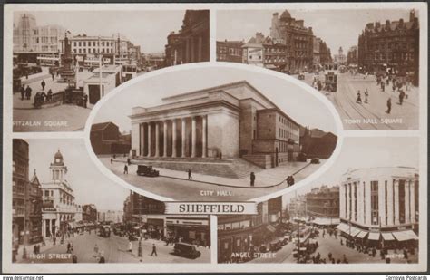 Multiview Sheffield Yorkshire C1930s Valentines Rp Postcard