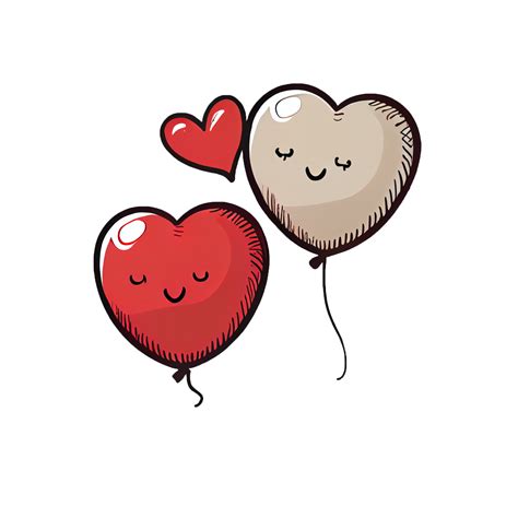 Free Cute Heart Shaped Balloons Cartoon Isolated On A Transparent