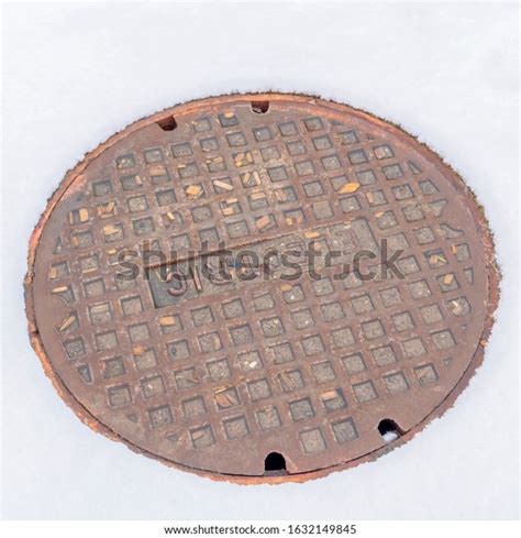 Photo Square Frame Electric Manhole Covers Stock Photo