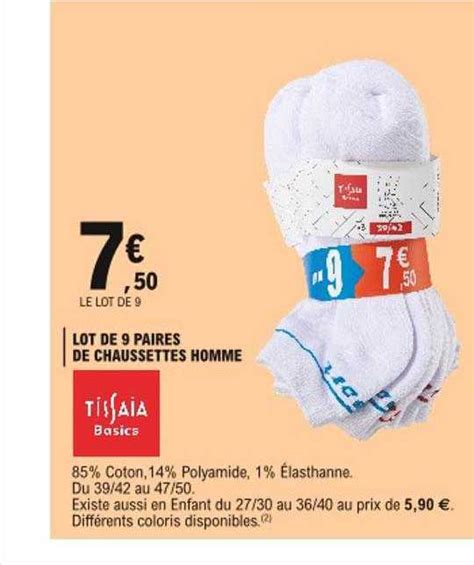 Promo Lot De Paires De Chaussettes Homme Tissaia Basics Chez E