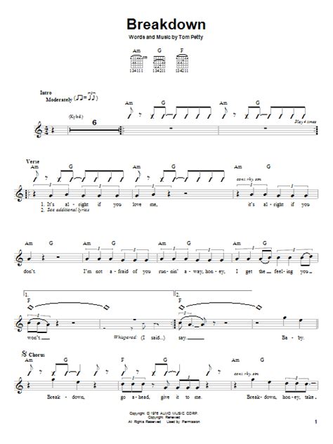 Breakdown By Tom Petty And The Heartbreakers Sheet Music For Easy