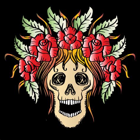 Skull with roses hand drawing illustration. 5730320 Vector Art at Vecteezy