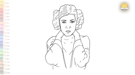 Princess Leia Outline Drawing Star Wars Character Drawings How To