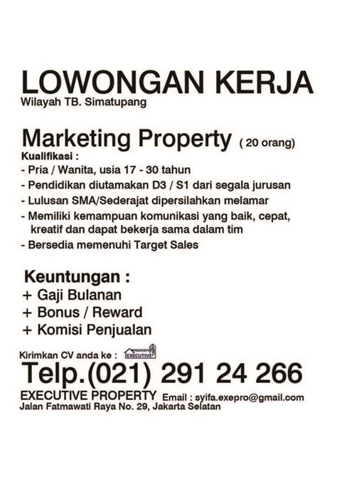 Lowongan Marketing Property Marketing