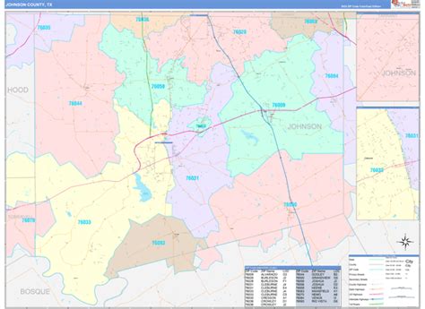 Johnson County Texas Zip Code Map