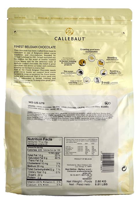 Callebaut W2 28 White Chocolate Callets 5 5 Lbs Chocolate 5 5 Pound