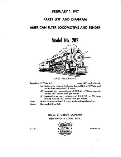 AMERICAN FLYER TRAINS 282 SERVICE PARTS SHEET TRAINS - Copy