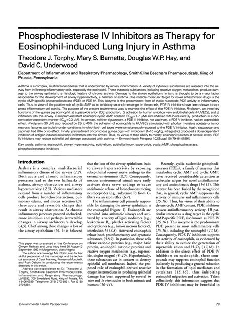 (PDF) Phosphodiesterase IV Inhibitors as Therapy for Eosinophil-Induced ...