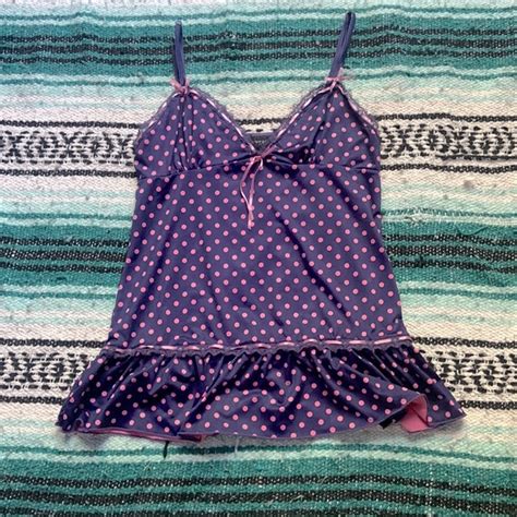 Intimates And Sleepwear Rampage Purple Slip With Pink Polka Dots And