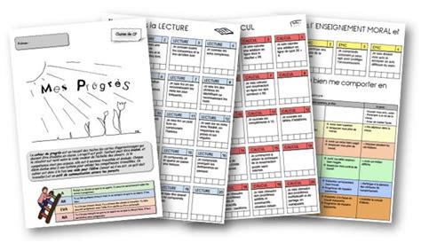 Des cahiers de progrès avec les cartes d apprentissage Cahier de