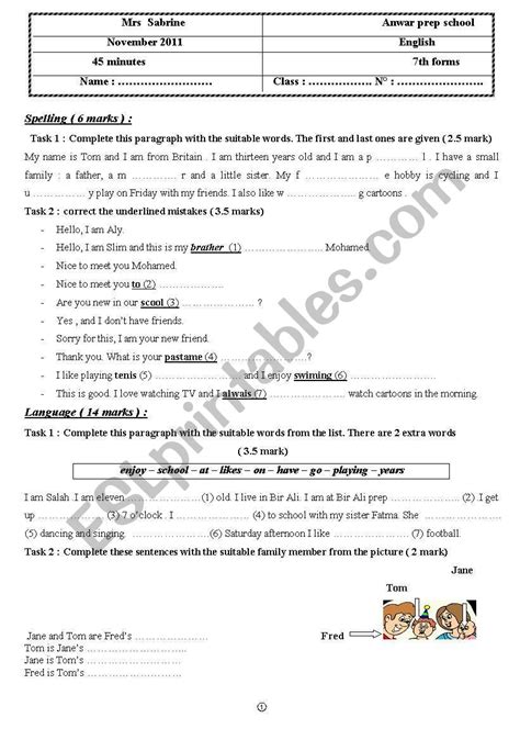 Mid Term Test Esl Worksheet By Labou