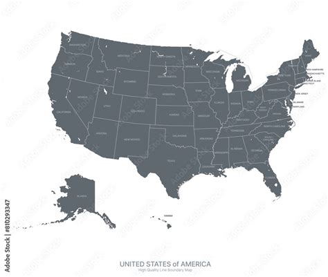 USA map with states isolated. United States of America map on white ...