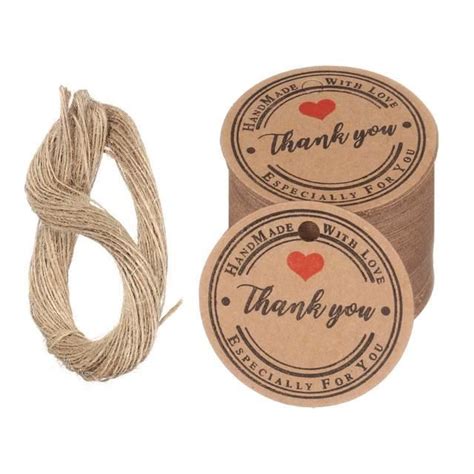 Etiquette Cadeau Tiquettes Volantes En Papier Kraft Thank You Avec