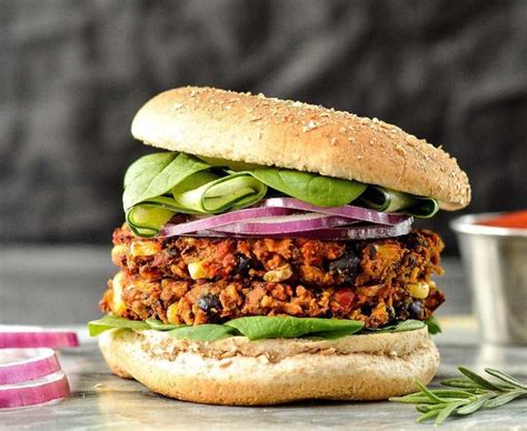 Baked Sweet Potato Black Bean Veggie Burgers Hug Foods Veggie Patties Veggie Burgers Recipe