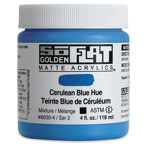 Golden Soflat Matte Acrylic Paint Cerulean Blue Hue Ml Jar