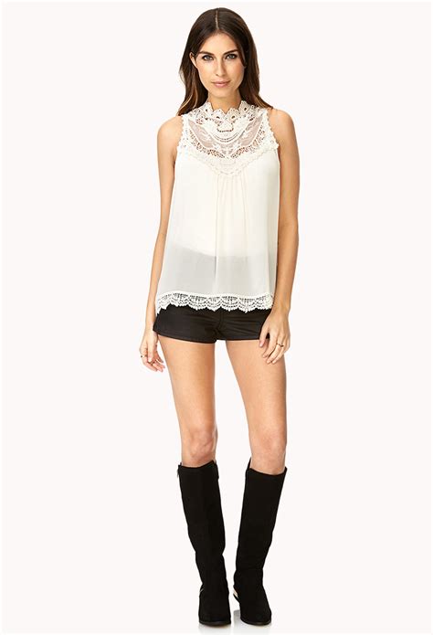 Lyst Forever 21 Classic Crocheted Lace Blouse Youve Been Added To