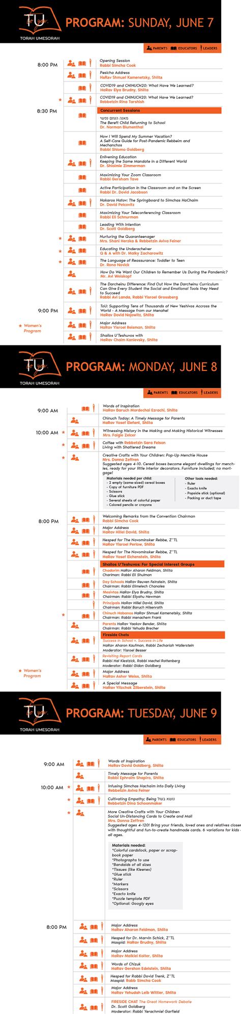 Torah Umesorah Convention 2024 Schedule - Schedule C 2024