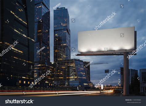 Blank Billboard Night Time City Next Stock Illustration 1159745965 | Shutterstock