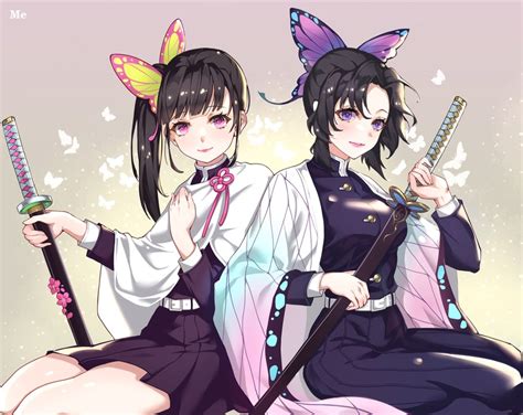 Kochou Shinobu And Tsuyuri Kanao Kimetsu No Yaiba Drawn By Melailai