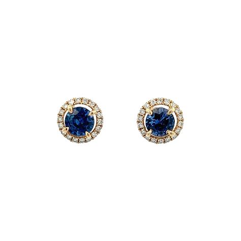 Sapphire Halo Stud Earrings - Vardy's Jewelers Bay Area