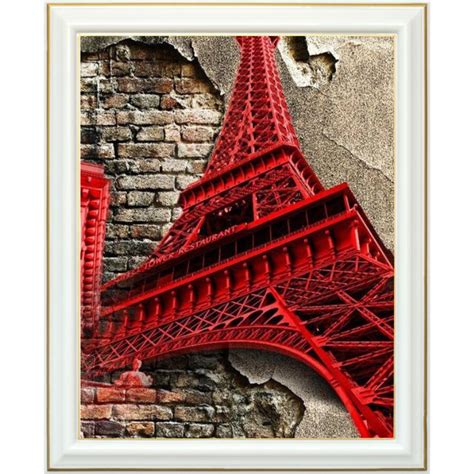 Broderie Diamant Tour Eiffel Rouge Et Brique Lartera