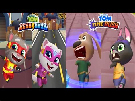 Talking Tom Hero Dash Vs Time Rush Super Tom Vs Super Angela Super