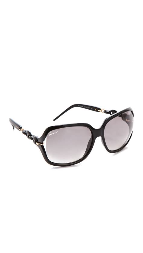 Lyst Gucci Chain Link Square Sunglasses In Black