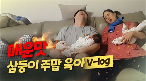 매운맛🔥 주말 육아 브이로그 삼둥이 육아템 소개 Youtube