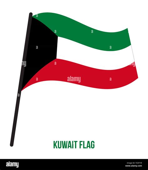 Kuwait Ondear La Bandera Ilustración Vectorial Sobre Fondo Blanco La Bandera Nacional De Kuwait