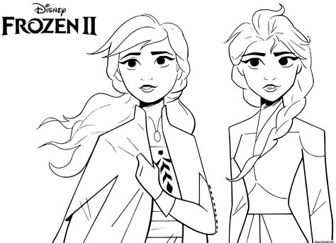 Coloriage Elsa Anna Reine Des Neiges 2 Disney Dessin La Reine Des